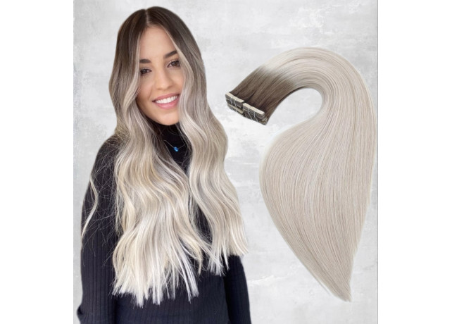 Extensii Tape In Balayage White Platinum Ombre #3/ #60A